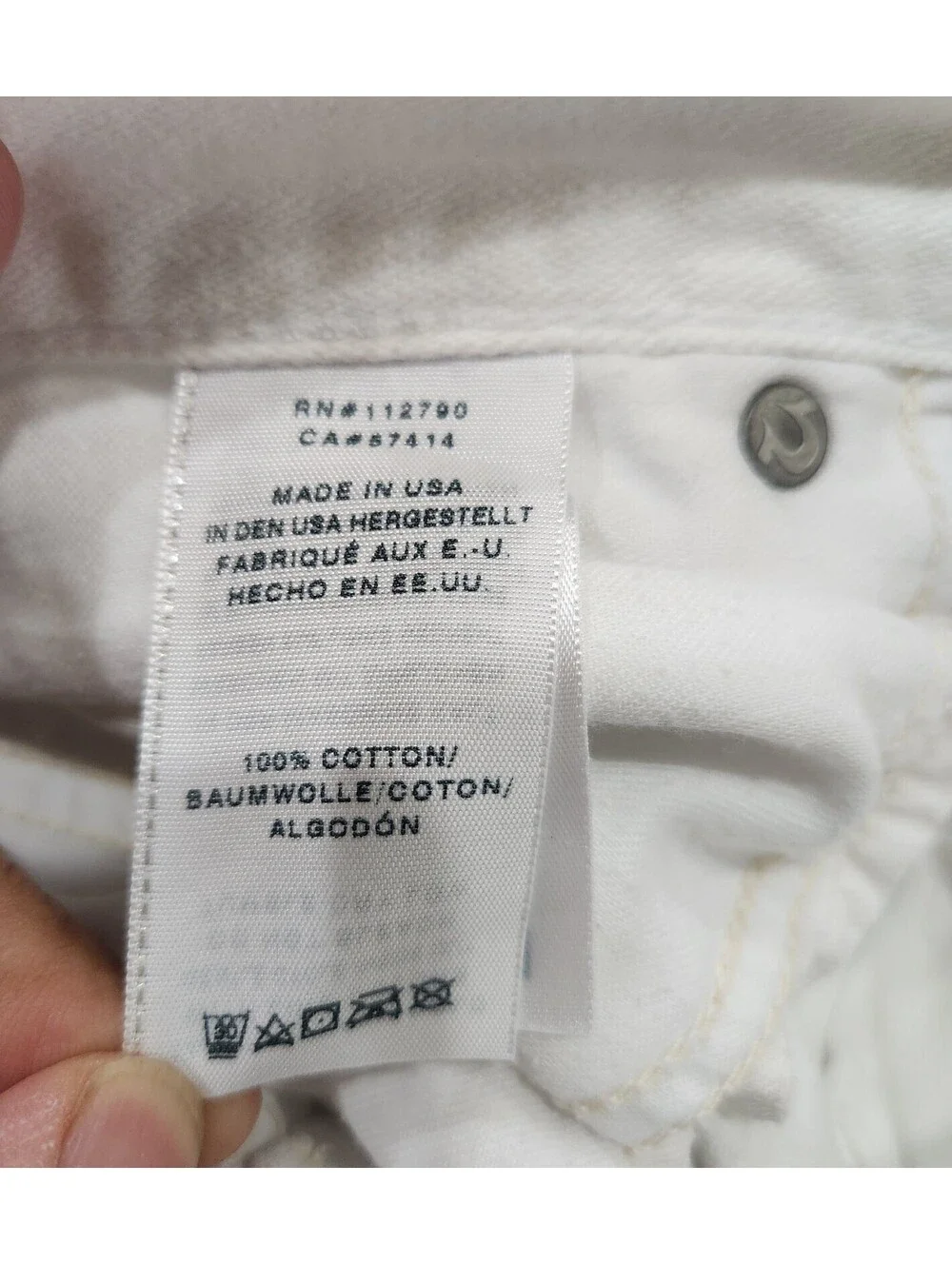 True Religion GENO Relaxed Slim Men Optic White Denim Jeans Size 30 Made in USA